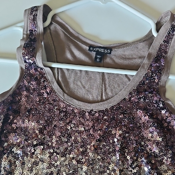 Express Sequin Tank Top in Gold and Brown - Picture 2 of 7